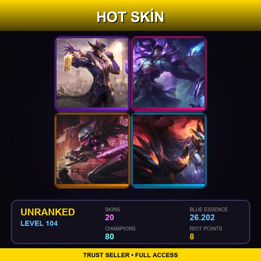 EUW | Lv104 | Unranked | 20 Skin | 80 Champ