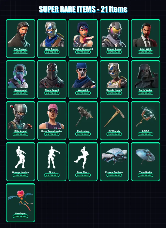 [PS4/PS5/PC] | The Reaper | Blue Squire | Sparkle Specialist | Rogue Agent | John Wick | 377 skin | 374 pickaxe | 297 emote | 276 glider | Lv3973