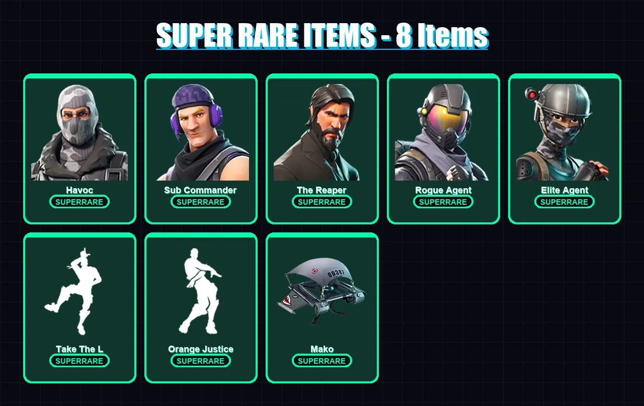 [PC/XBOX/PSN] | Havoc | Sub Commander | The Reaper | Rogue Agent | Elite Agent | 15 skin | 11 pickaxe | 20 emote | 15 glider | Lv249 — Fortnite account