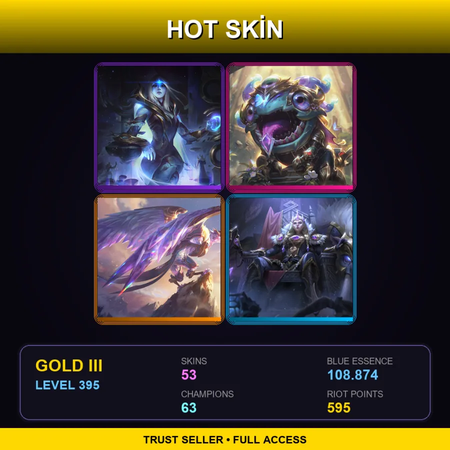 EUW | Lv395 | Gold III | 53 Skin | 63 Champ
