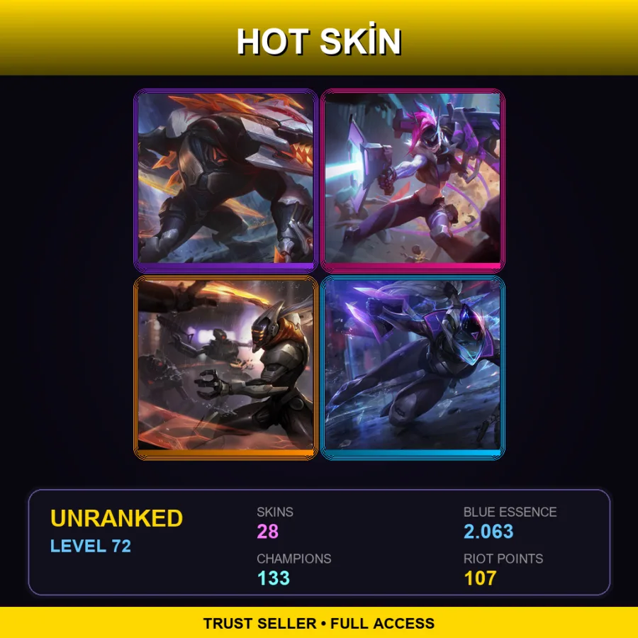SG | Lv72 | Unranked | 28 Skin | 133 Champ — LoL account