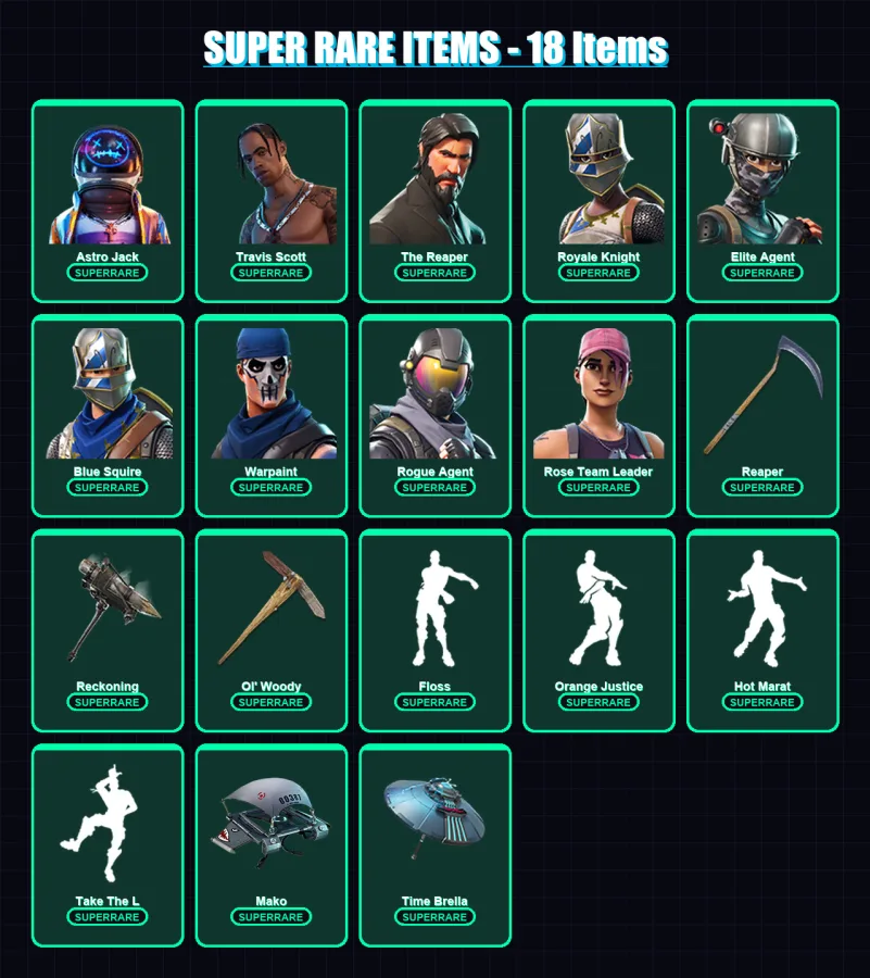 [PC/PSN] | Astro Jack | Travis Scott | The Reaper | Royale Knight | Elite Agent | 109 skin | 89 pickaxe | 97 emote | 91 glider | Lv1066