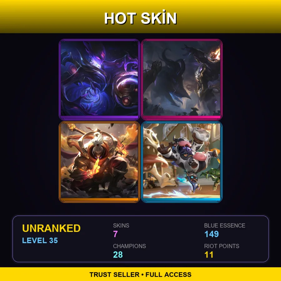 EUW | Lv35 | Unranked | 7 Skin | 28 Champ