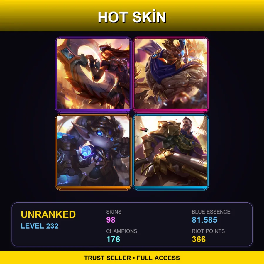 EUW | Victorious Sivir | Victorious Maokai | Hextech Poppy | Victorious Graves | 98 Skin | 176 Champ | Lv232