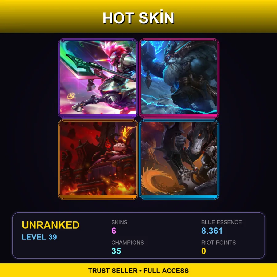 EUW | Lv39 | Unranked | 6 Skin | 35 Champ