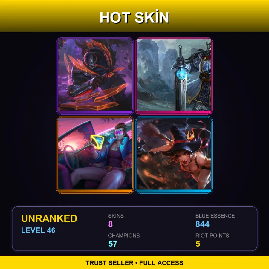 NA | Lv46 | Unranked | 8 Skin | 57 Champ — LoL account