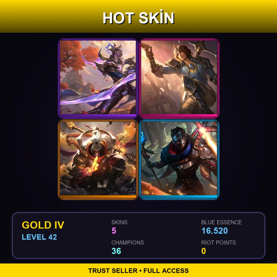 NA | Lv42 | Gold IV | 5 Skin | 36 Champ — LoL account