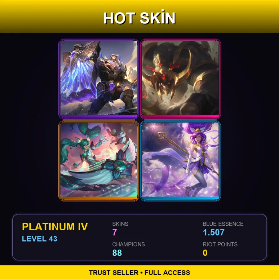 BR | Lv43 | Platinum IV | 7 Skin | 88 Champ — LoL account
