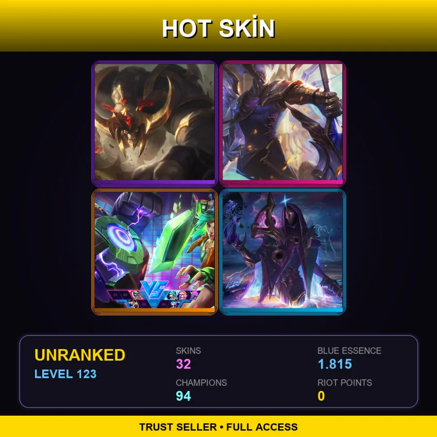 SG | Lv123 | Unranked | 32 Skin | 94 Champ — LoL account