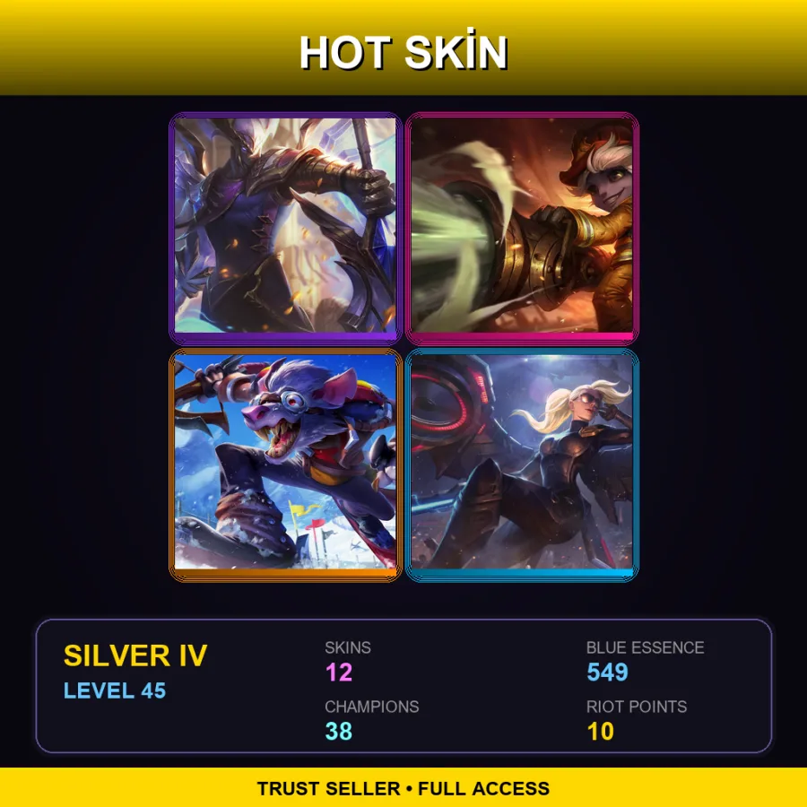 EUW | Lv45 | Silver IV | 12 Skin | 38 Champ — LoL account