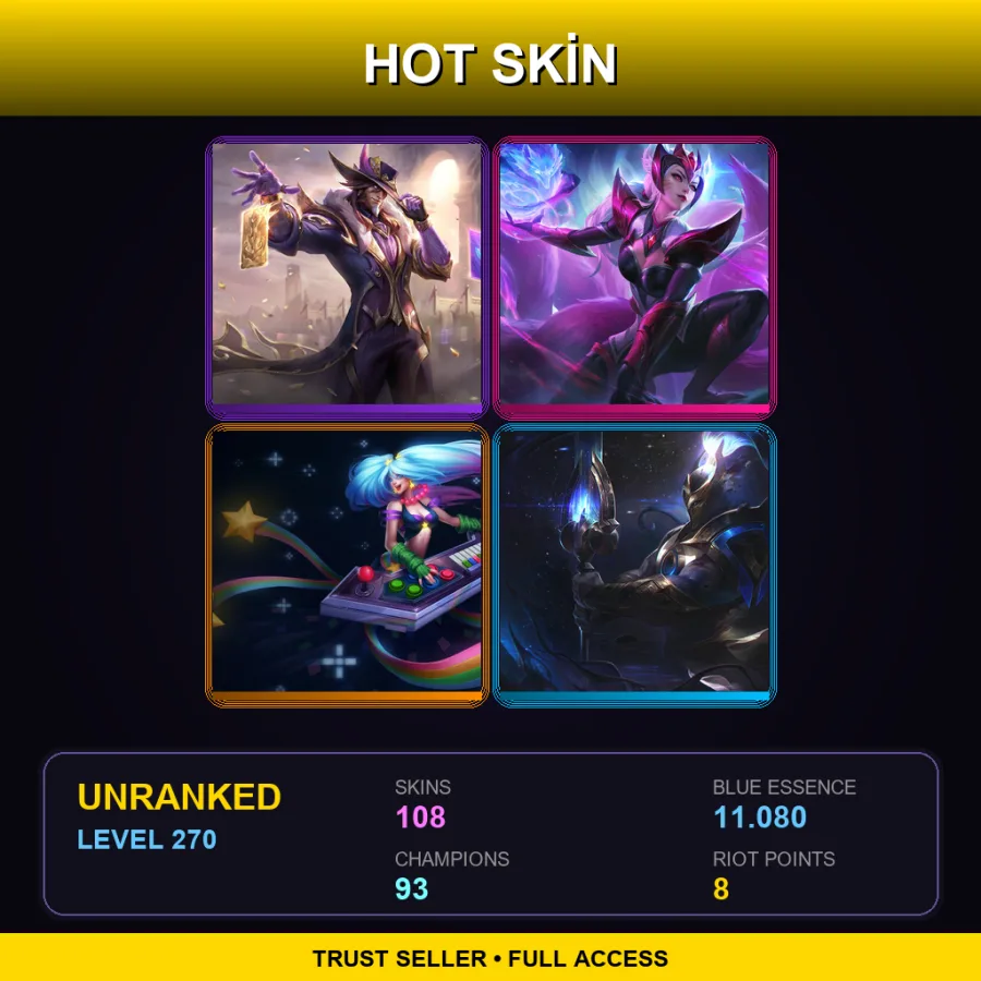 EUW | Lv270 | Unranked | 108 Skin | 93 Champ