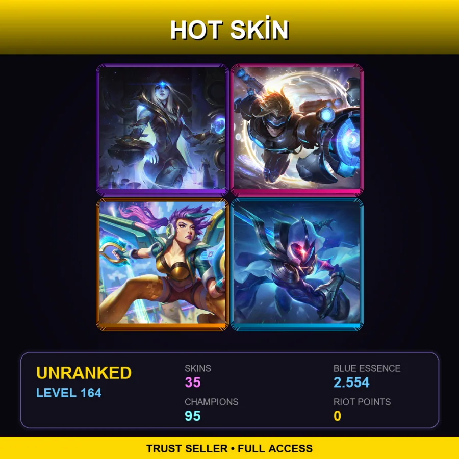 LAN | Lv164 | Unranked | 35 Skin | 95 Champ — LoL account