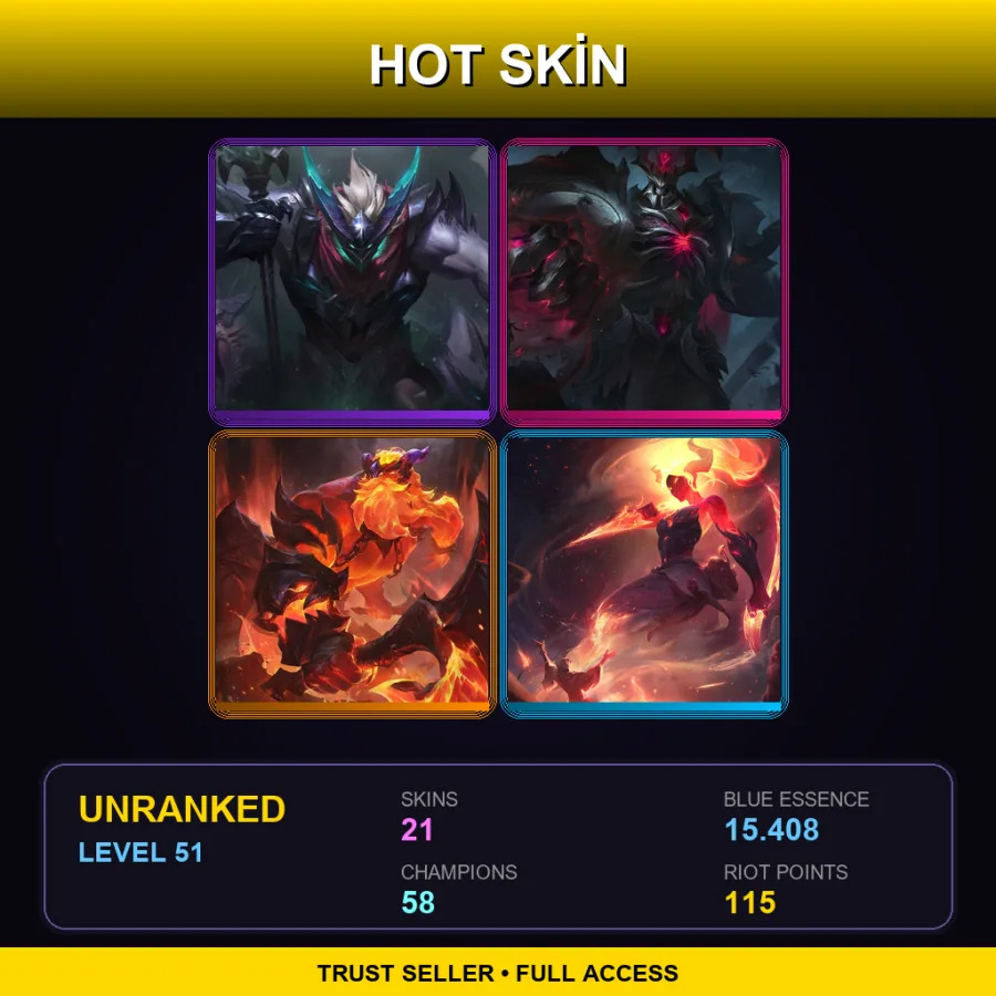 EUW | Lv51 | Unranked | 21 Skin | 58 Champ — LoL account