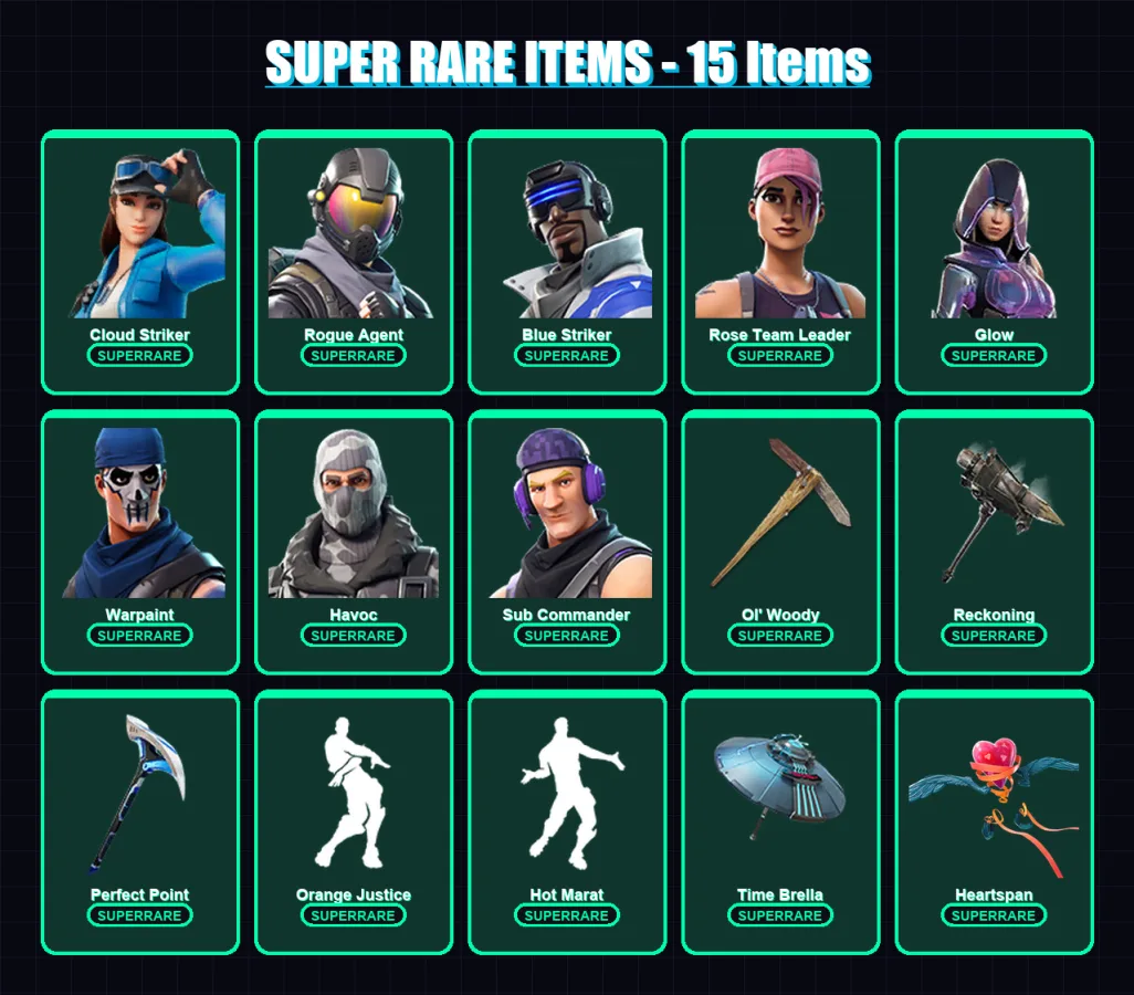 [PC/XBOX] | Cloud Striker | Rogue Agent | Blue Striker | Rose Team Leader | Glow | 104 skin | 120 pickaxe | 93 emote | 105 glider | Lv2006