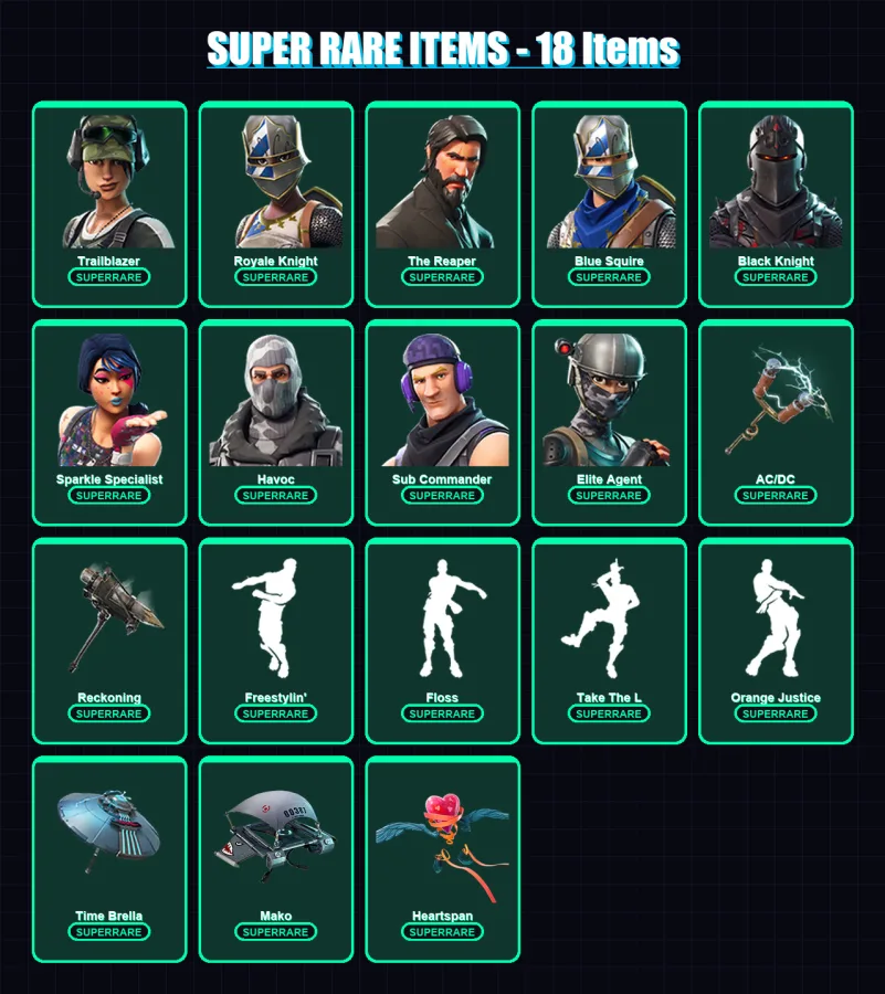 [PC/XBOX/PSN] | Trailblazer | Royale Knight | The Reaper | Blue Squire | Black Knight | 49 skin | 49 pickaxe | 68 emote | 56 glider | Lv850 — Fortnite account