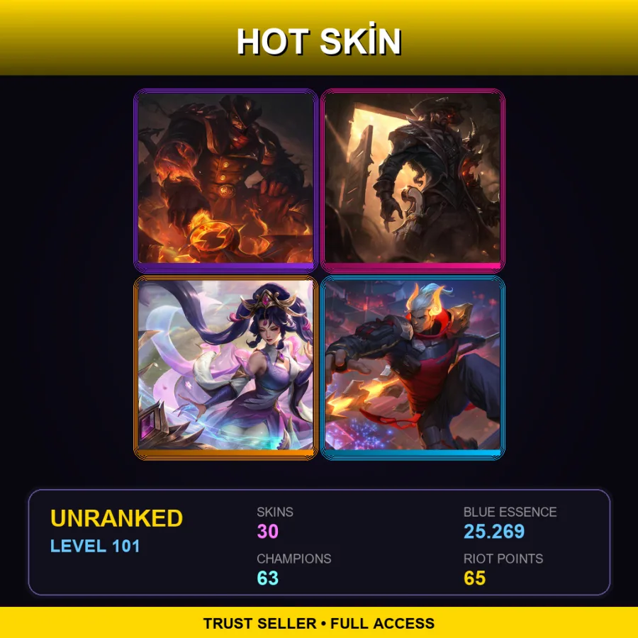 LAN | Lv101 | Unranked | 30 Skin | 63 Champ — High Noon Darius