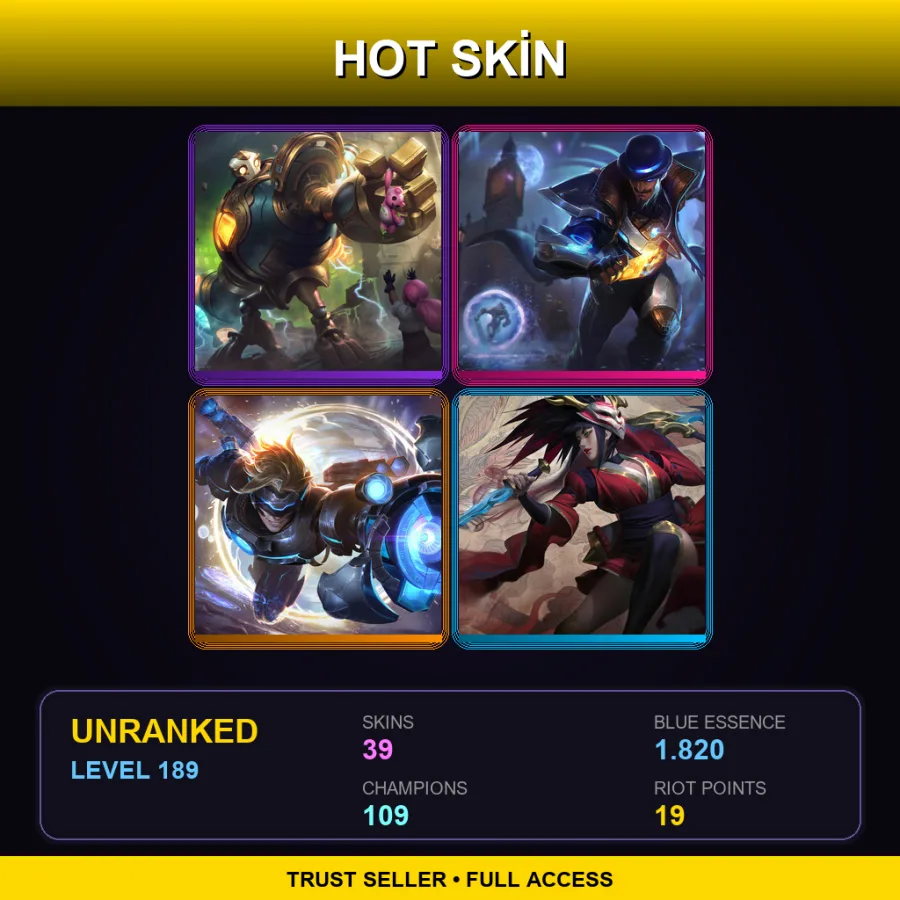 VN | Lv189 | Unranked | 39 Skin | 109 Champ