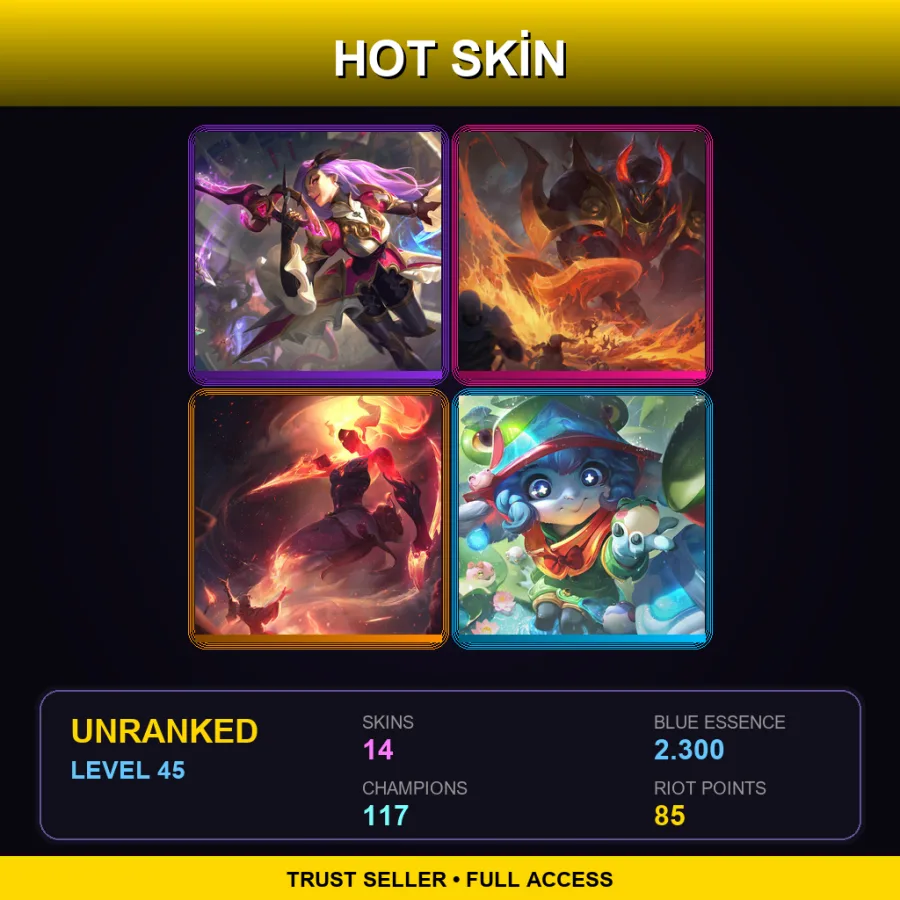VN | Lv45 | Unranked | 14 Skin | 117 Champ
