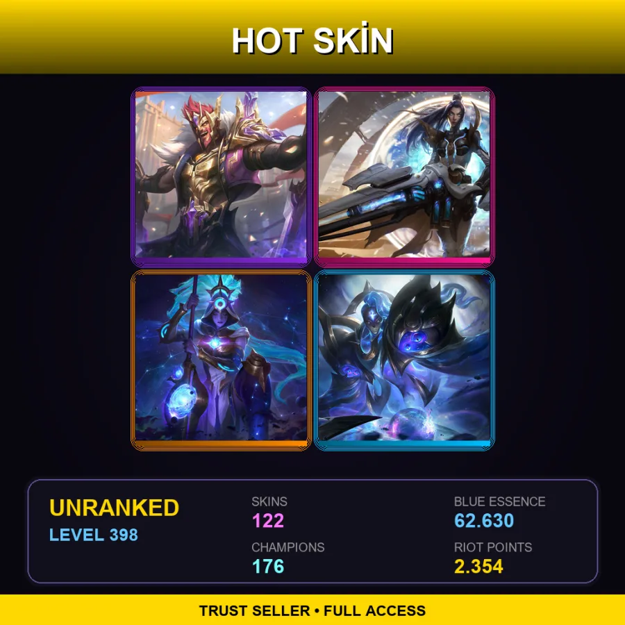 LAS | Lv398 | Unranked | 122 Skin | 176 Champ