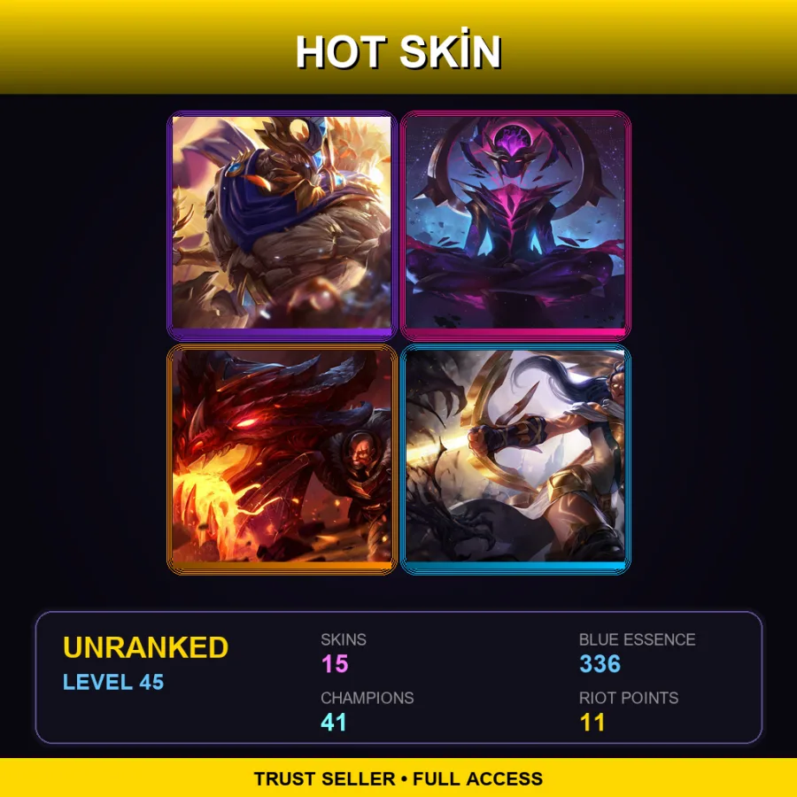 LAS | Lv45 | Unranked | 15 Skin | 41 Champ — LoL account
