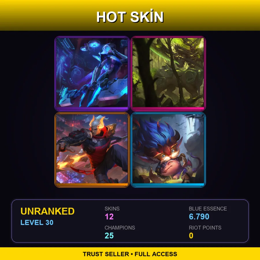 LAS | Lv30 | Unranked | 12 Skin | 25 Champ — LoL account