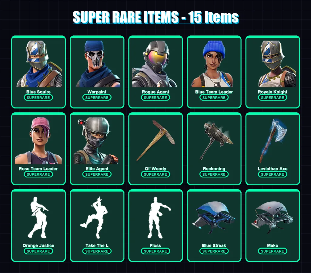 [PC/XBOX/PSN] | Blue Squire | Warpaint | Rogue Agent | Blue Team Leader | Royale Knight | 138 skin | 122 pickaxe | 119 emote | 116 glider | Lv2097