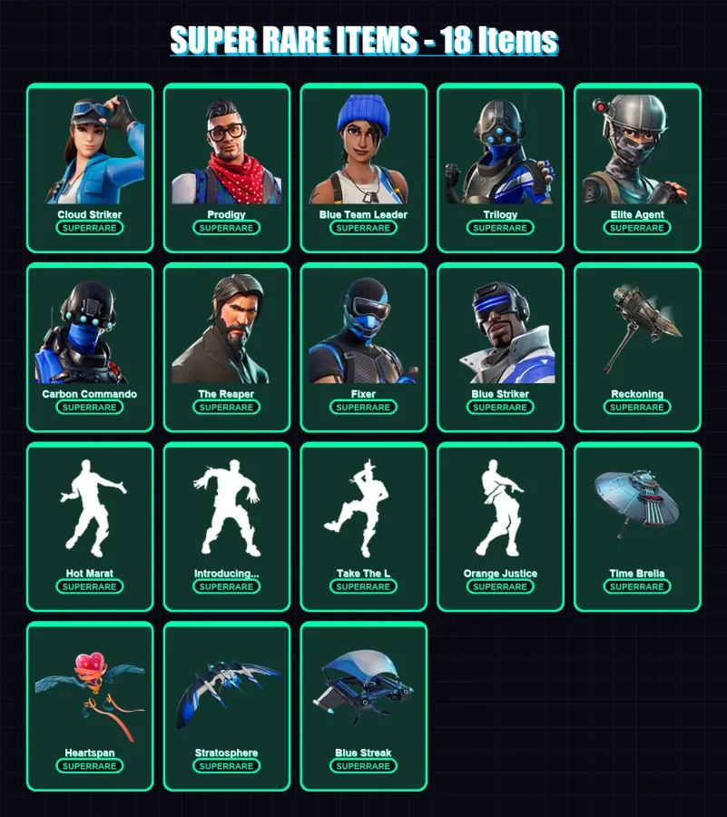 [PS4/PS5/XBOX/PC] | Cloud Striker | Prodigy | Blue Team Leader | Trilogy | Elite Agent | 136 skin | 154 pickaxe | 138 emote | 154 glider | Lv1924