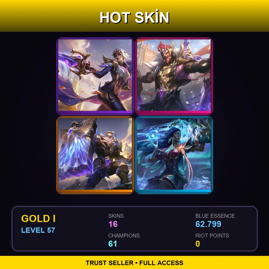 EUW | Lv57 | Gold I | 16 Skin | 61 Champ