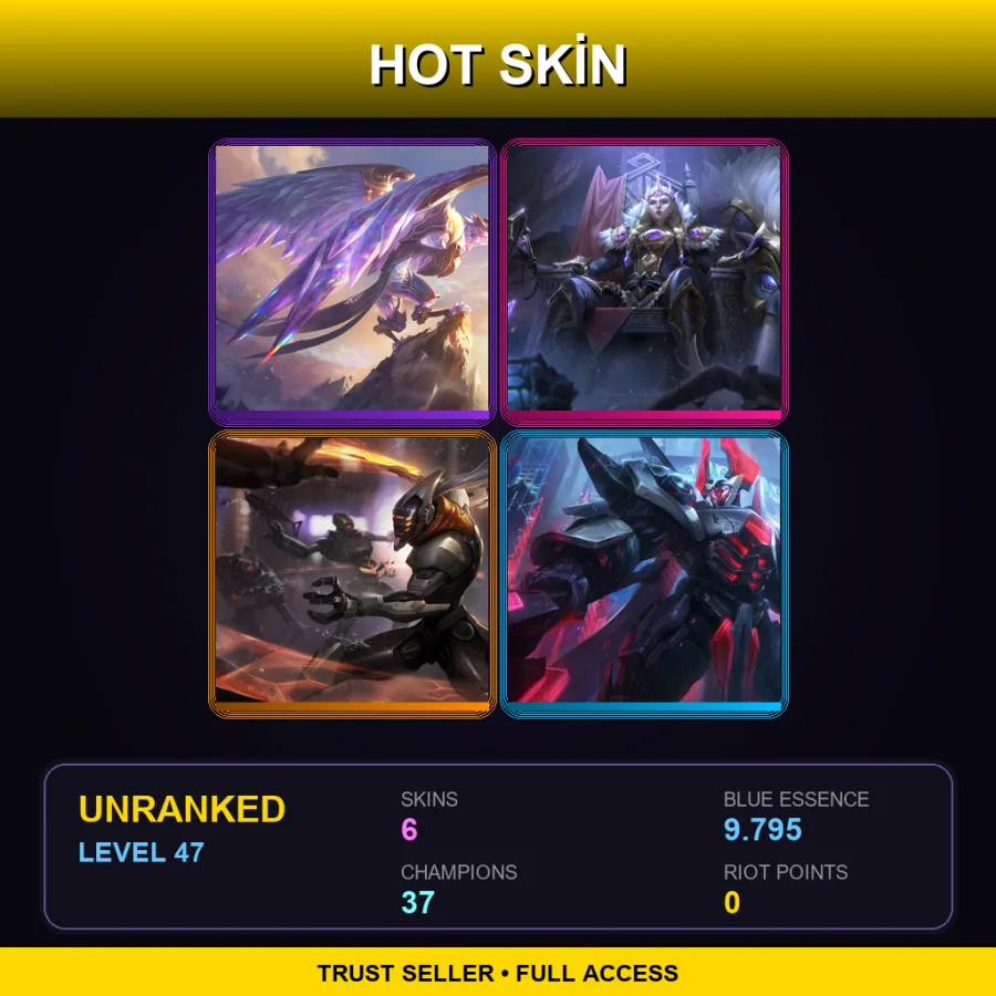 EUW | Lv47 | Unranked | 6 Skin | 37 Champ