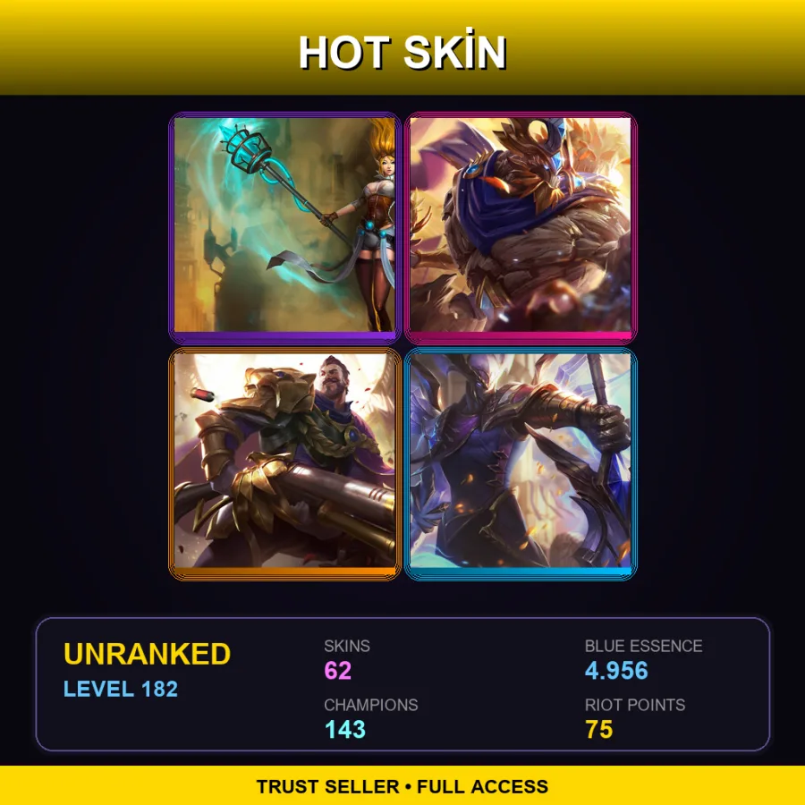 TR | Lv182 | Unranked | 62 Skin | 143 Champ