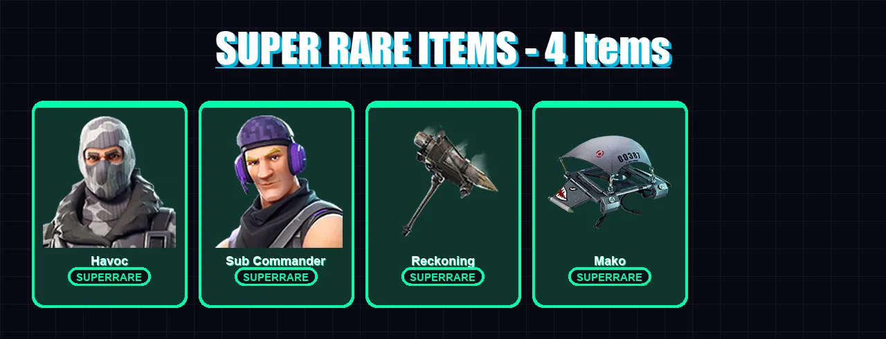[PC/XBOX] | Havoc | Sub Commander | Zenith | Lynx | The Ice King | 53 skin | 44 pickaxe | 44 emote | 50 glider | Lv684