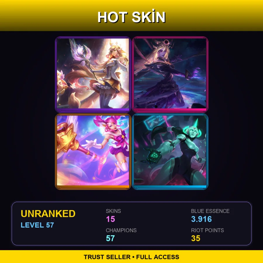 RU | Lv57 | Unranked | 15 Skin | 57 Champ — LoL account