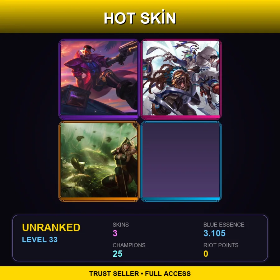 LAS | Lv33 | Unranked | 3 Skin | 25 Champ