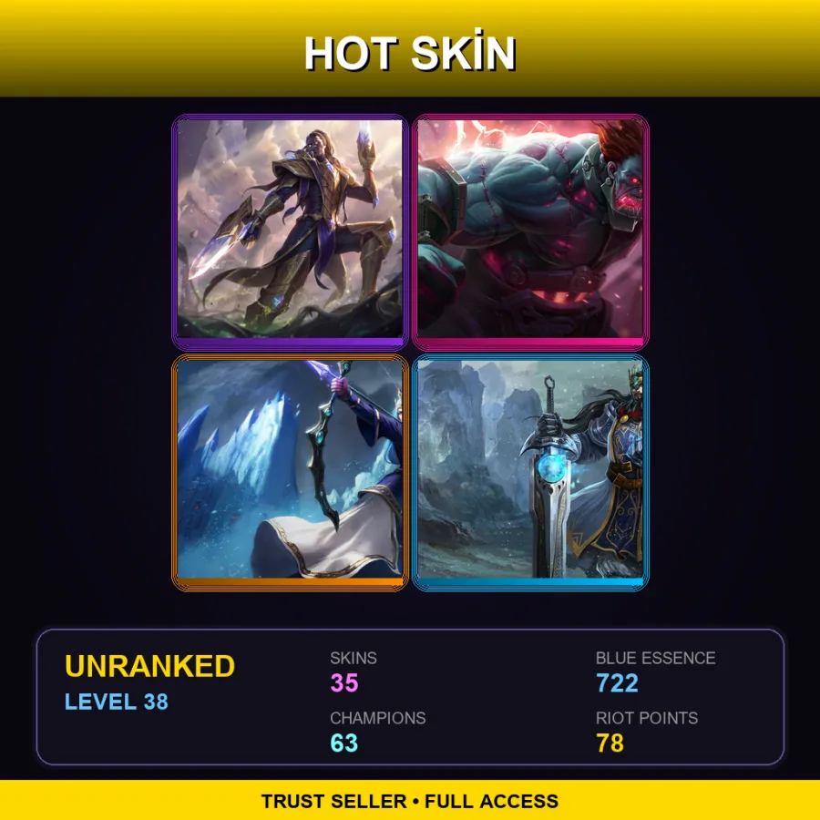 NA | Lv38 | Unranked | 35 Skin | 63 Champ — LoL account