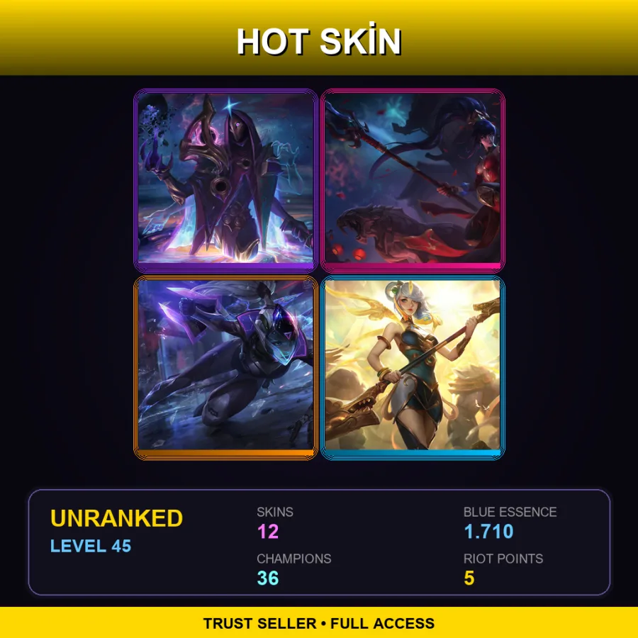 OCE | Lv45 | Unranked | 12 Skin | 36 Champ — LoL account