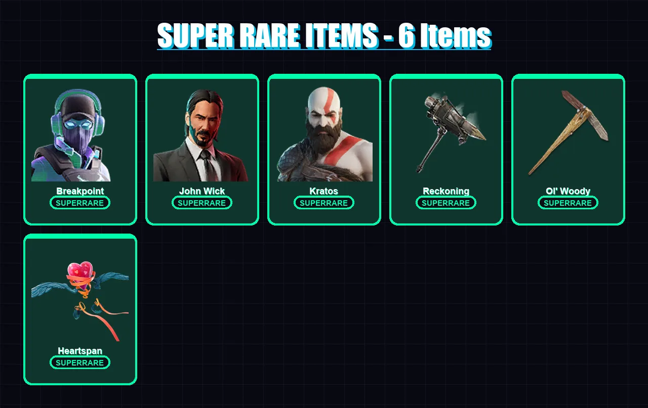 [PC/PSN] | Breakpoint | John Wick | Kratos | Ruin | Mandalorian | 62 skin | 61 pickaxe | 78 emote | 54 glider | Lv769
