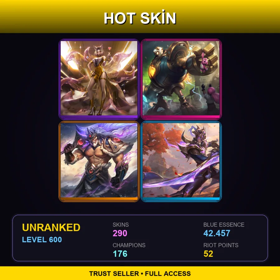 TR | Prestige K/DA Ahri (2022) | Victorious Blitzcrank | Victorious Tryndamere | Victorious Master Yi | 290 Skin | 176 Champ | Lv600