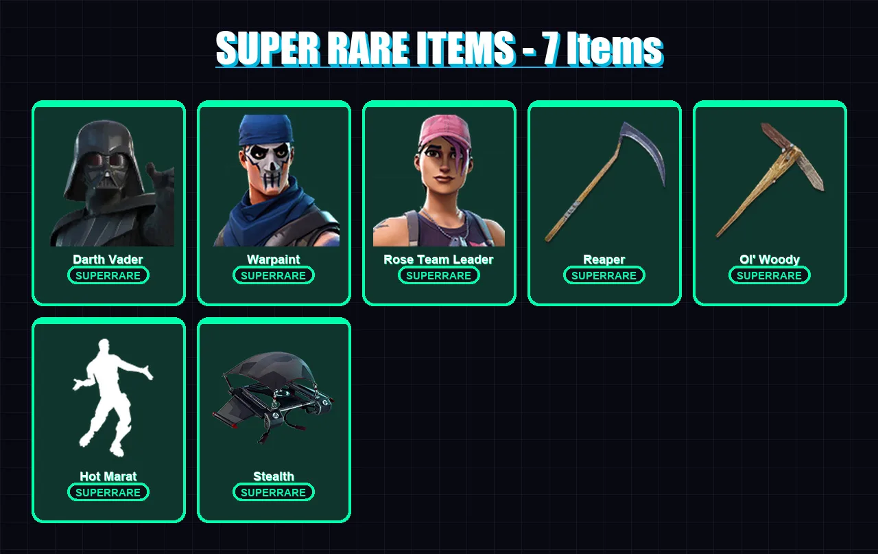 [PC/XBOX/PSN] | Darth Vader | Warpaint | Rose Team Leader | The Ice King | Catalyst | 102 skin | 107 pickaxe | 97 emote | 100 glider | Lv1189