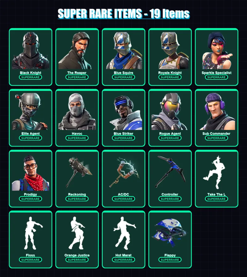 [PC/PSN] | Black Knight | The Reaper | Blue Squire | Royale Knight | Sparkle Specialist | 47 skin | 32 pickaxe | 51 emote | 39 glider | Lv482