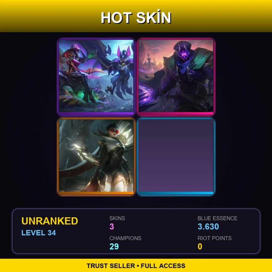EUNE | Bewitching Batnivia | Nemesis Jax | Sentinel Vayne | 3 Skin | 29 Champ | Lv34