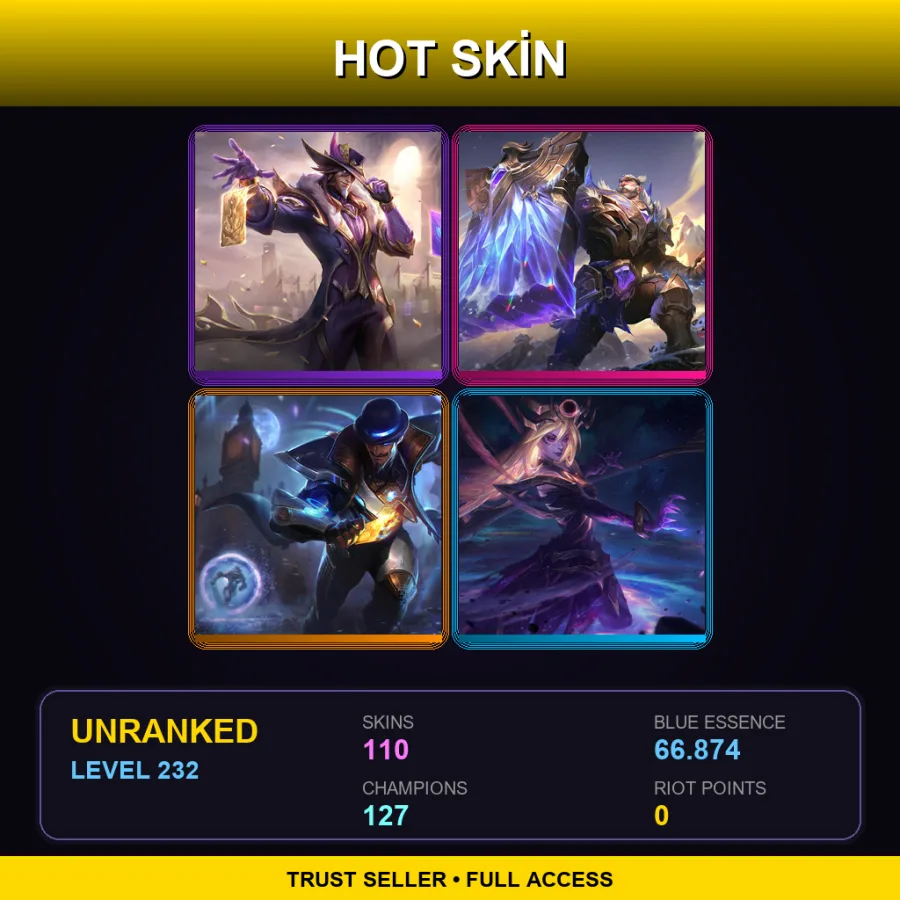 TR | Lv232 | Unranked | 110 Skin | 127 Champ — LoL account