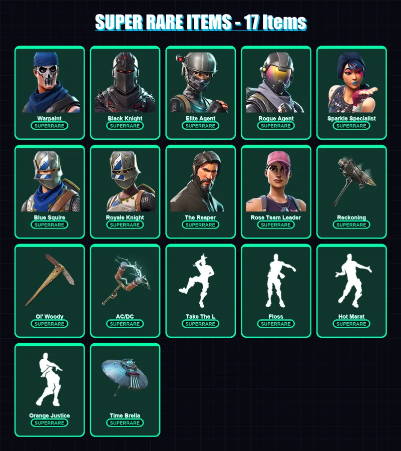[PC/PSN] | Warpaint | Black Knight | Elite Agent | Rogue Agent | Sparkle Specialist | 149 skin | 133 pickaxe | 146 emote | 131 glider | Lv1705