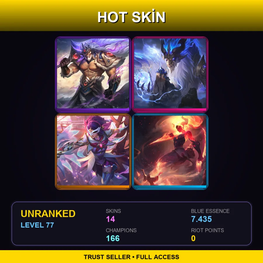 VN | Lv77 | Unranked | 14 Skin | 166 Champ