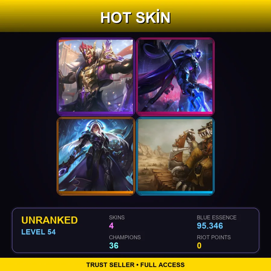 LAS | Lv54 | Unranked | 4 Skin | 36 Champ — LoL account