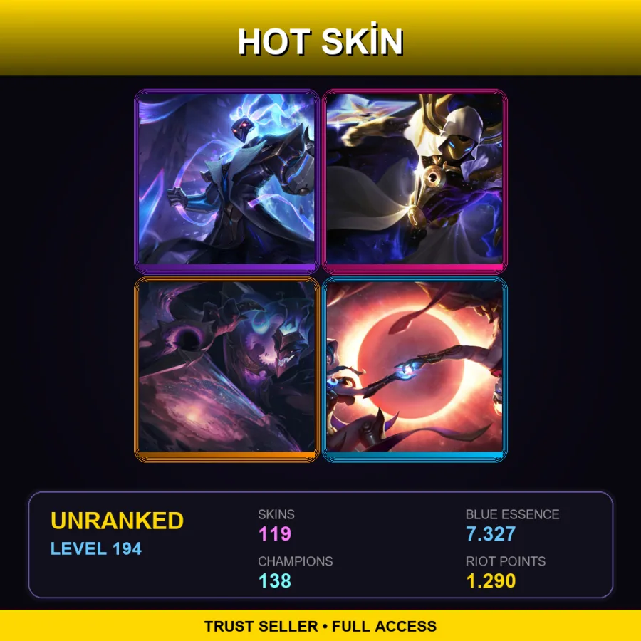 EUNE | Lv194 | Unranked | 119 Skin | 138 Champ