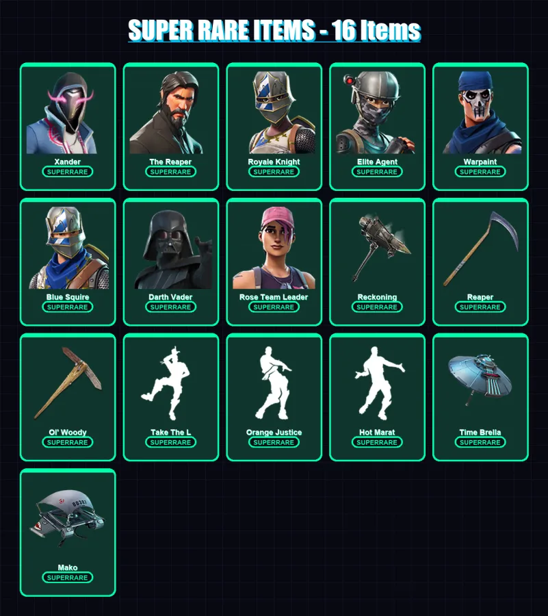 [PS4/PS5/PC] | Xander | The Reaper | Royale Knight | Elite Agent | Warpaint | 194 skin | 195 pickaxe | 153 emote | 169 glider | Lv2387