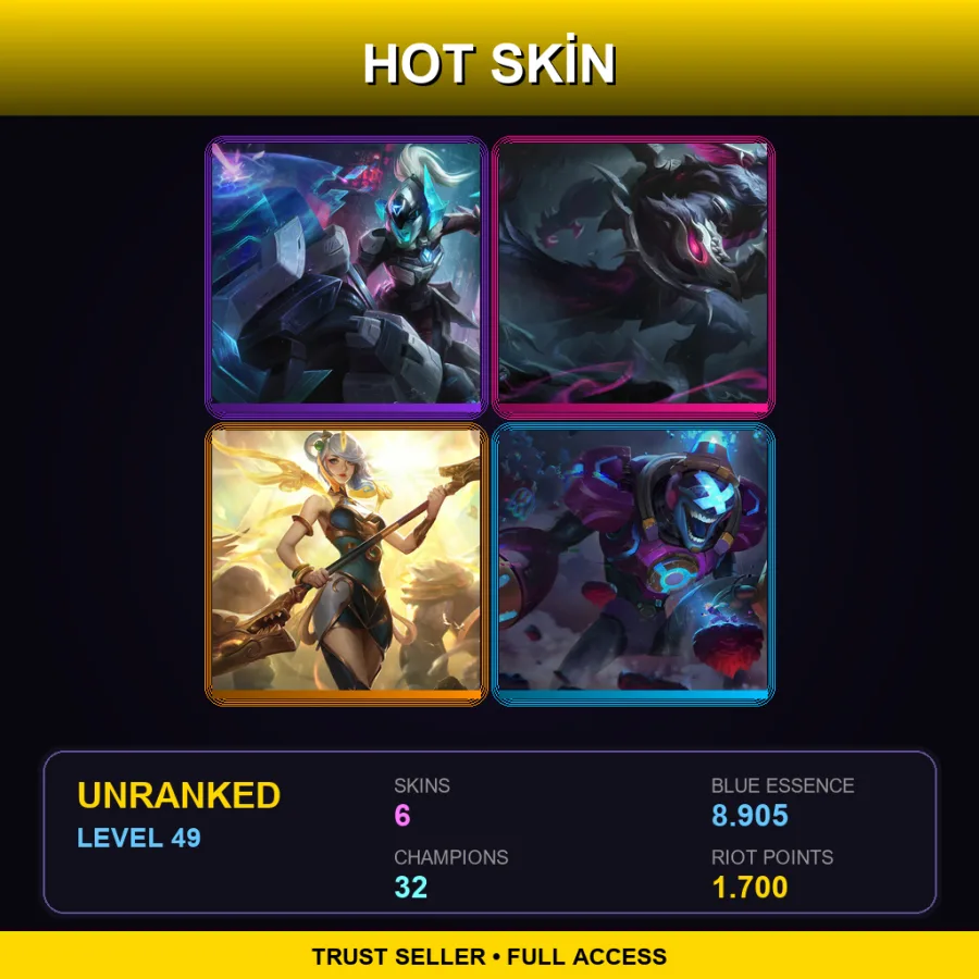 EUW | Lv49 | Unranked | 6 Skin | 32 Champ — LoL account