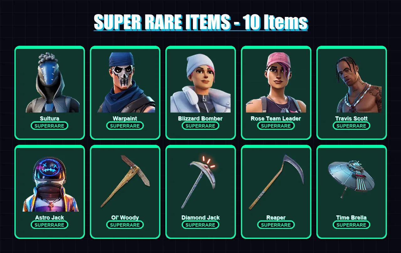 [PS4/PS5/XBOX/PC] | Sultura | Warpaint | Blizzard Bomber | Rose Team Leader | Travis Scott | 172 skin | 242 pickaxe | 191 emote | 178 glider | Lv283