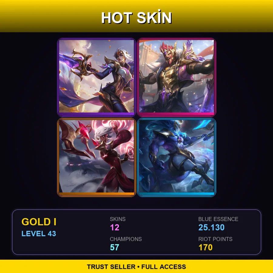 EUW | Lv43 | Gold I | 12 Skin | 57 Champ