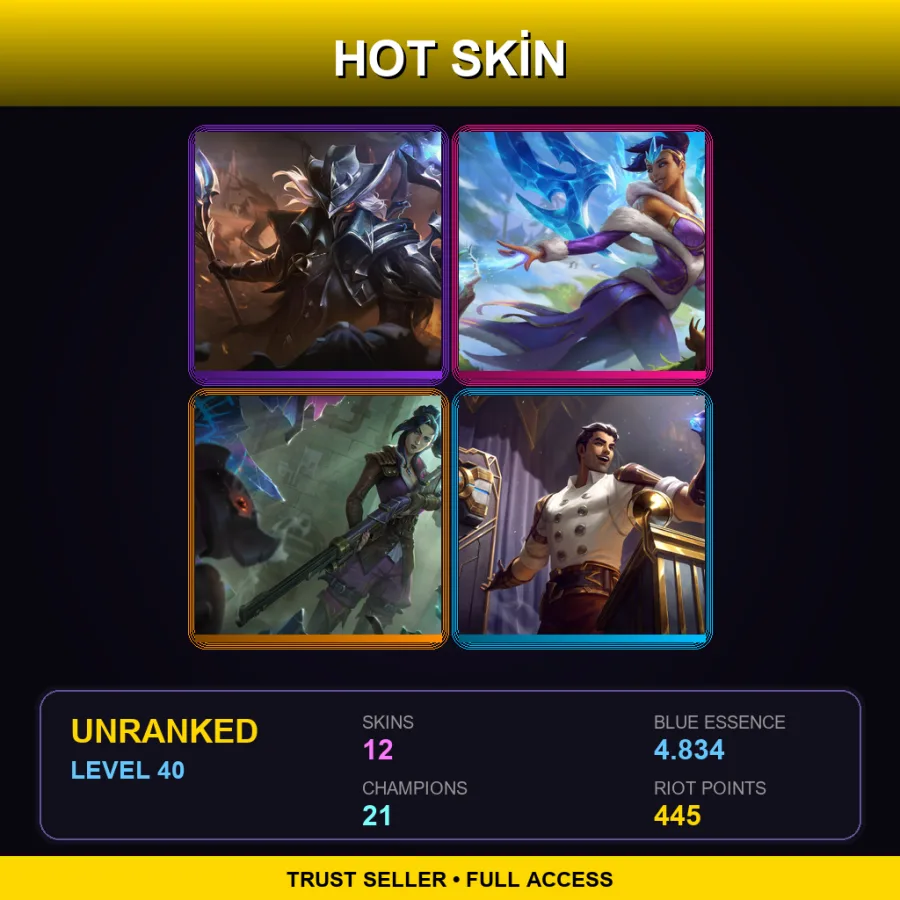 LAN | Lv40 | Unranked | 12 Skin | 21 Champ